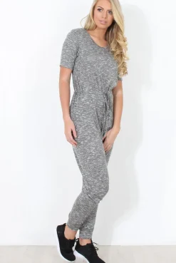 Rebellious Fashion Grey Tie Waist Jumpsuit - Cheryl