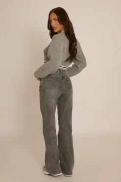 Rebellious Fashion Grey Varsity Crop Jumper - Rory
