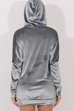 Rebellious Fashion Grey Velvet Oversized Hoodie - Reagan