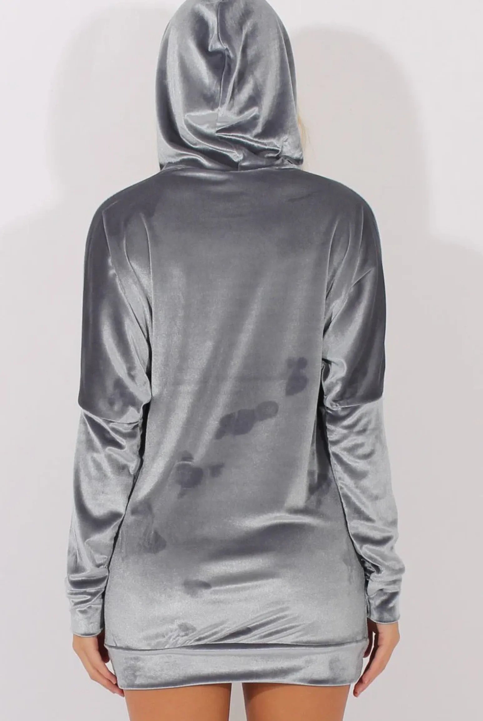 Rebellious Fashion Grey Velvet Oversized Hoodie - Reagan