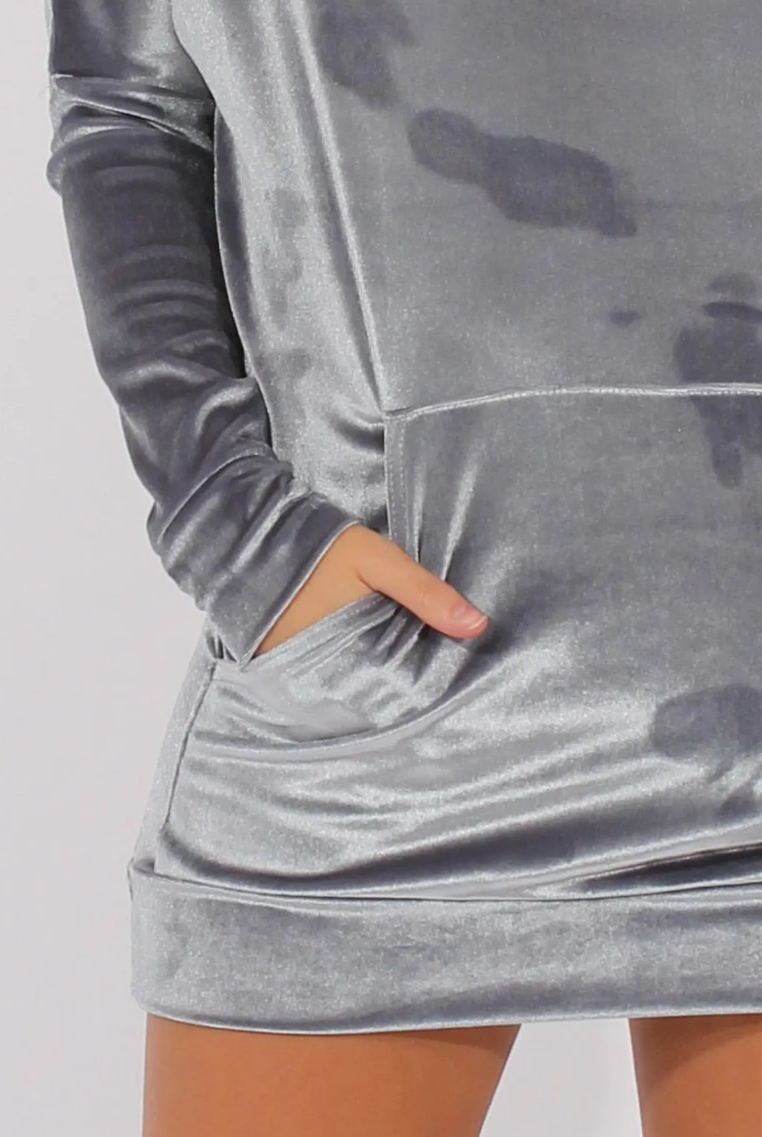 Rebellious Fashion Grey Velvet Oversized Hoodie - Reagan