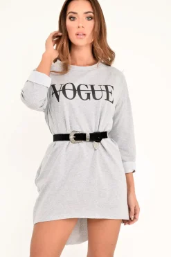 Rebellious Fashion Grey Vogue Slogan Oversized Jumper - Bray