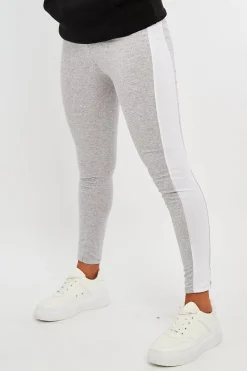 Rebellious Fashion Grey White Side Stripe Leggings - Cairo