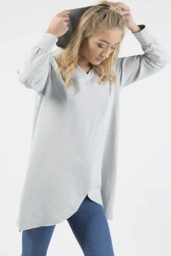 Rebellious Fashion Grey Wrap Around Oversized Hoodie - Yasmin