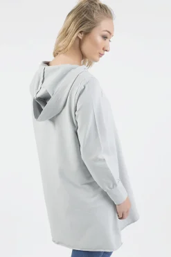Rebellious Fashion Grey Wrap Around Oversized Hoodie - Yasmin