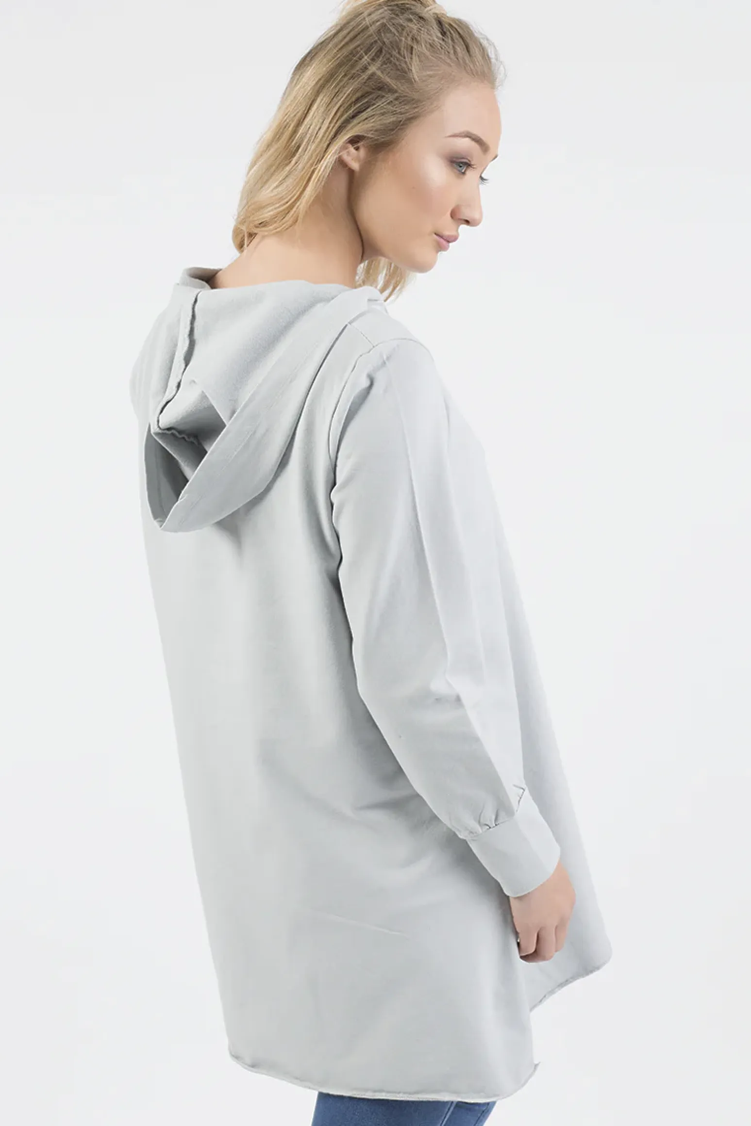 Rebellious Fashion Grey Wrap Around Oversized Hoodie - Yasmin