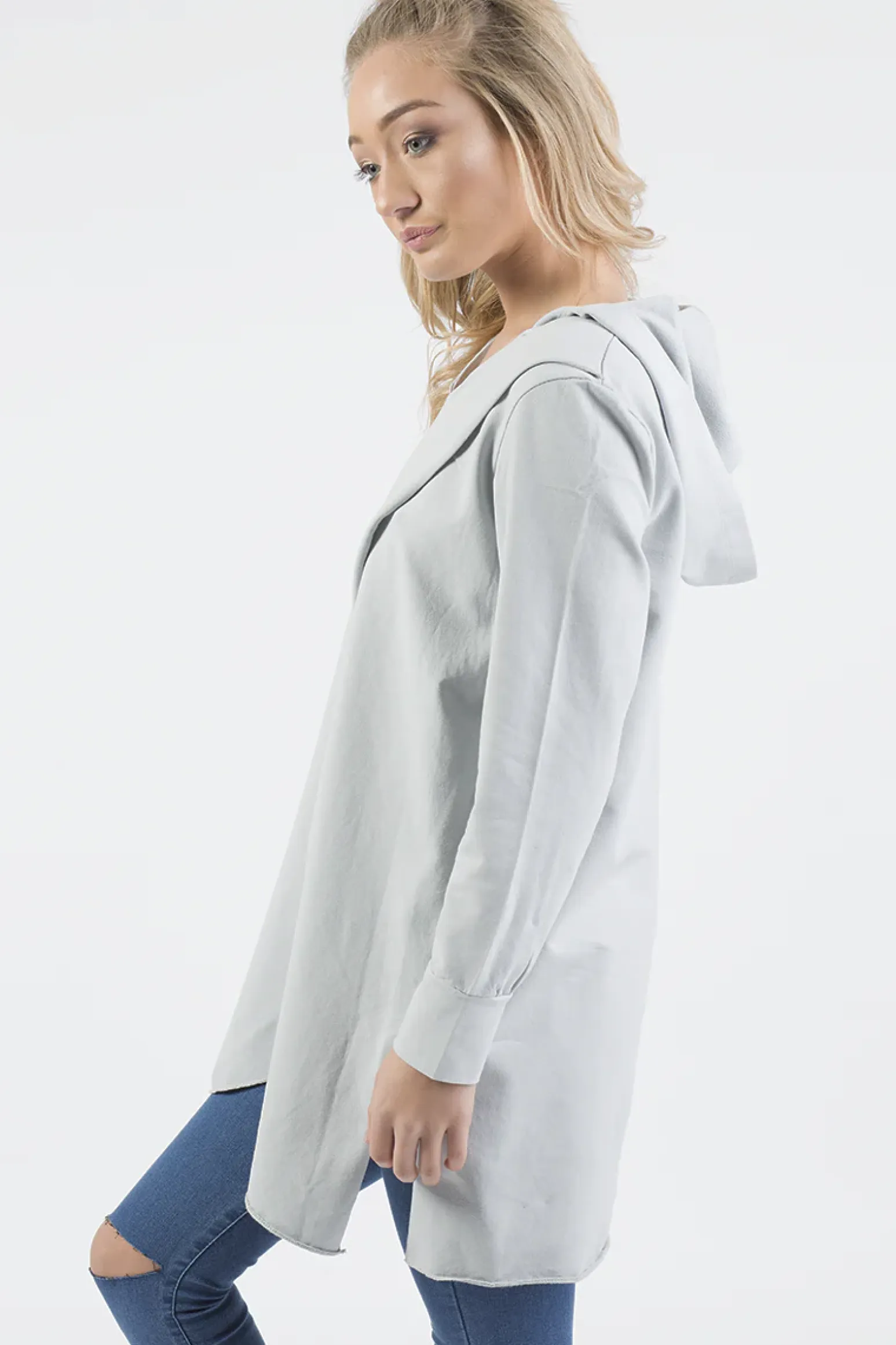 Rebellious Fashion Grey Wrap Around Oversized Hoodie - Yasmin