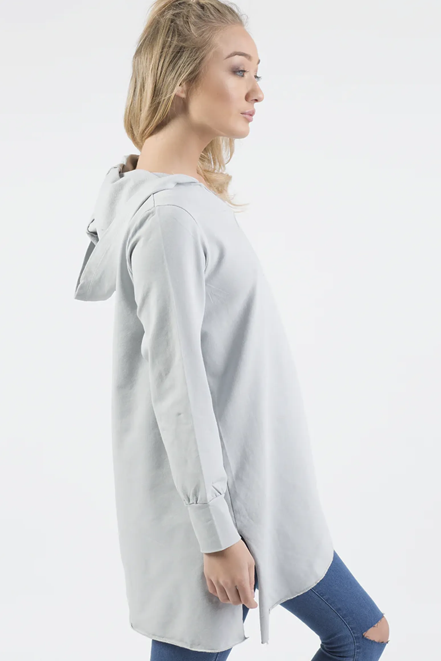 Rebellious Fashion Grey Wrap Around Oversized Hoodie - Yasmin