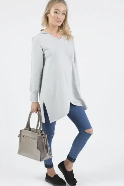 Rebellious Fashion Grey Wrap Around Oversized Hoodie - Yasmin