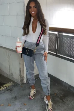 Rebellious Fashion Grey Zip Ankle Joggers - Lanah