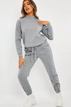 Rebellious Fashion Grey Zip Ankle Joggers - Lanah