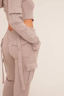 Rebellious Fashion Grey Zip Front Hoodie & Cargo Joggers Loungewear Co-ord Set - Saina