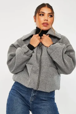 Rebellious Fashion Grey Zip Front Side Pocket Shacket - Lima