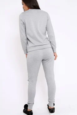Rebellious Fashion Grey Zip Loungewear Set - Kelly