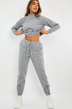 Rebellious Fashion Grey Zip Neck Detail Sweatshirt - Jayda