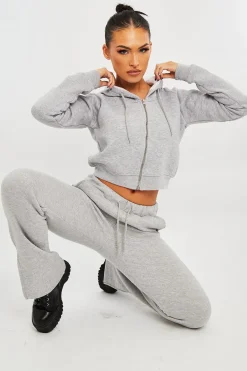 Rebellious Fashion Grey Zip Up Cropped Hoodie - Skarlet