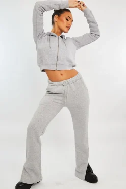 Rebellious Fashion Grey Zip Up Cropped Hoodie - Skarlet