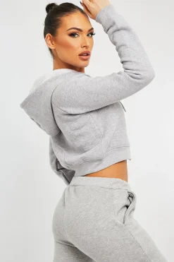 Rebellious Fashion Grey Zip Up Cropped Hoodie - Skarlet