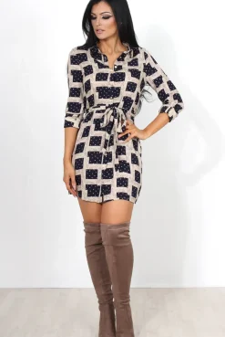 Rebellious Fashion Hanah Aztec Navy Shirt Dress