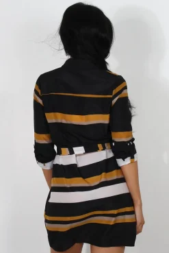 Rebellious Fashion Harlow Black Striped Shirt Dress