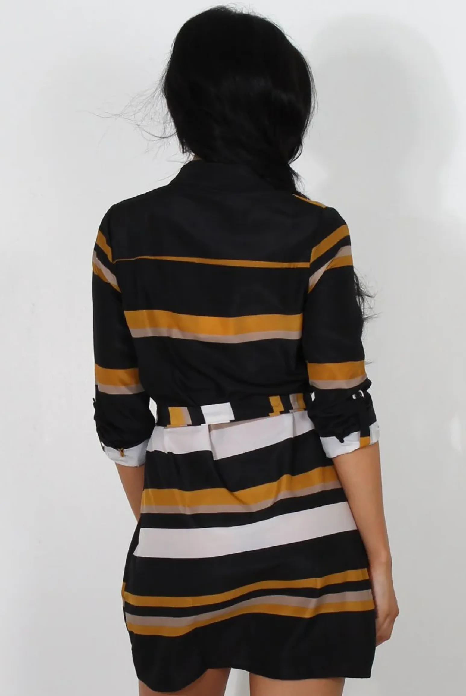 Rebellious Fashion Harlow Black Striped Shirt Dress
