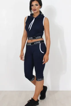 Rebellious Fashion Harlow Navy Activewear Two Piece