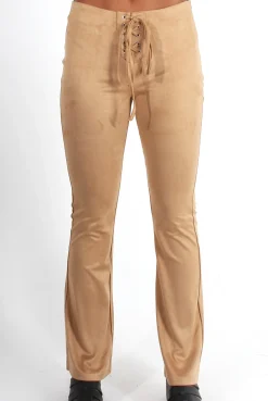 Rebellious Fashion Harper Camel Tie Front Flared Trousers