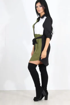 Rebellious Fashion Harper Khaki Panel Shirt Dress