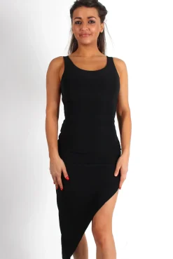 Rebellious Fashion Hayden Black Cross Back Asymmetric Dress