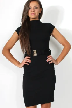 Rebellious Fashion Holli Black High Neck Dress
