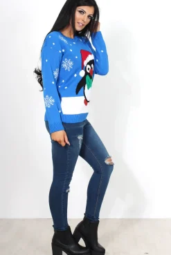 Rebellious Fashion Holy Blue Penguin Christmas Jumper