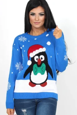Rebellious Fashion Holy Blue Penguin Christmas Jumper