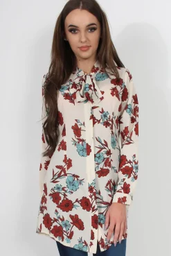 Rebellious Fashion Hope Cream Floral Print Shirt