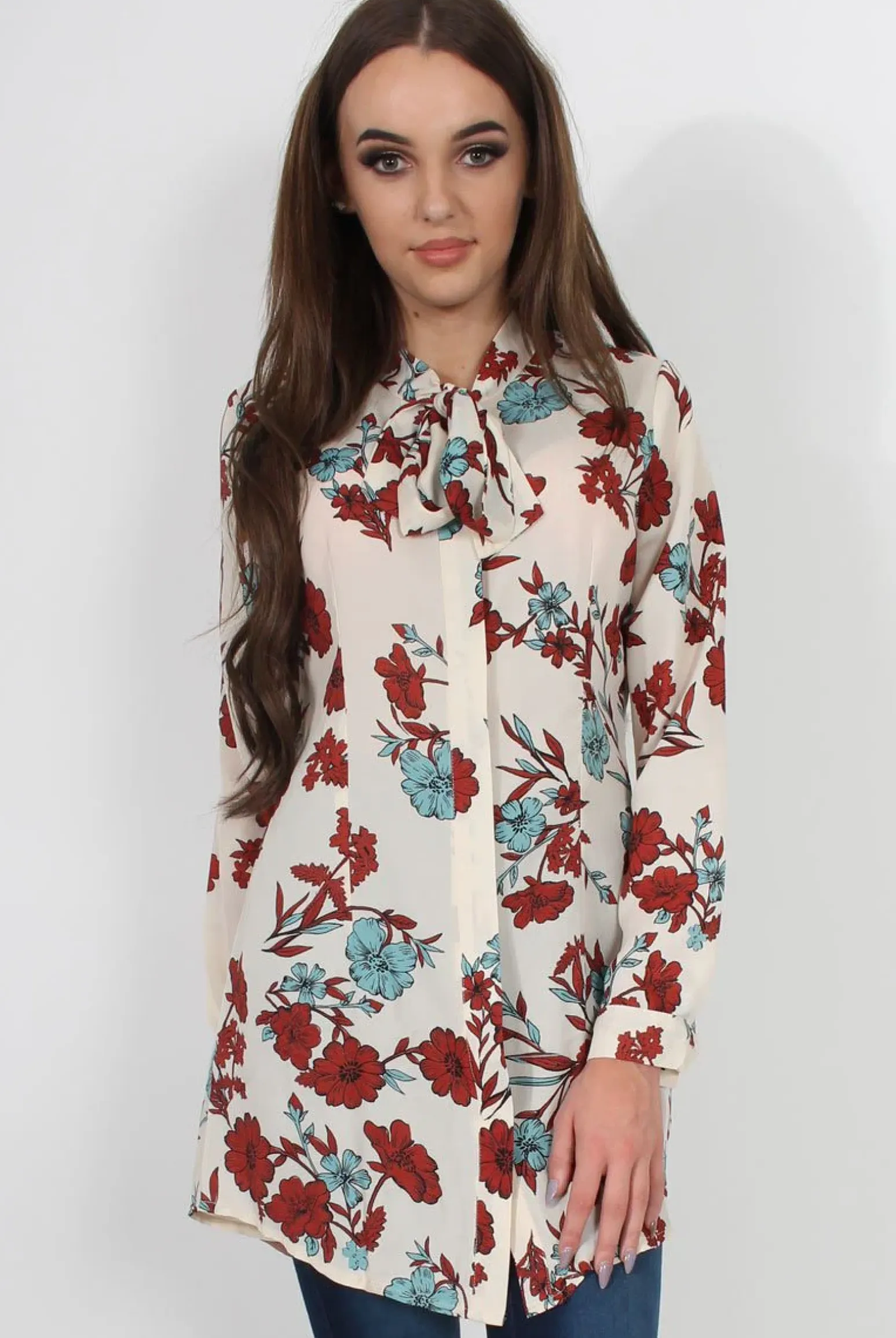 Rebellious Fashion Hope Cream Floral Print Shirt