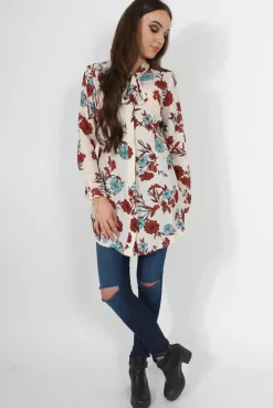 Rebellious Fashion Hope Cream Floral Print Shirt