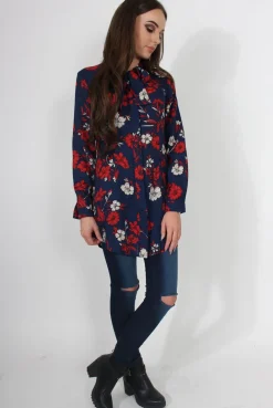 Rebellious Fashion Hope Navy Floral Print Shirt