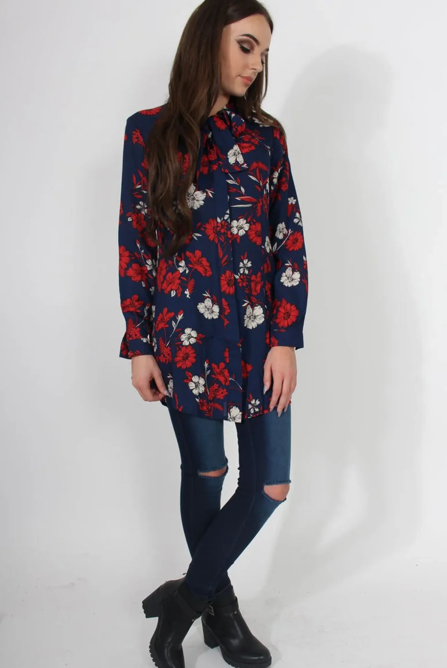 Rebellious Fashion Hope Navy Floral Print Shirt