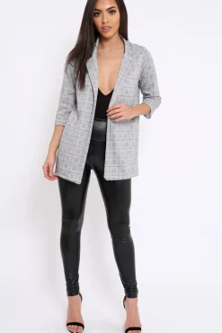 Rebellious Fashion Hounds-tooth Red Tartan Blazer - Karrie