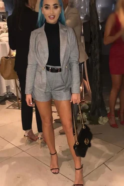 Rebellious Fashion Hounds-tooth Tailored Blazer and Shorts Co-ord - Catie