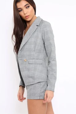 Rebellious Fashion Hounds-tooth Tailored Blazer and Shorts Co-ord - Catie