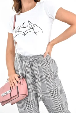 Rebellious Fashion Hounds-Tooth Tapered Trousers With Turned Up Hem - Kharli