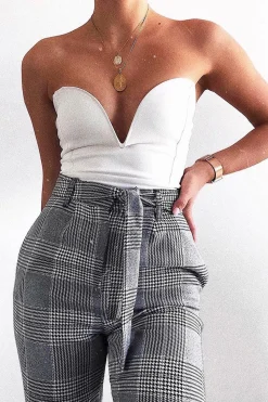 Rebellious Fashion Hounds-Tooth Tapered Trousers With Turned Up Hem - Kharli