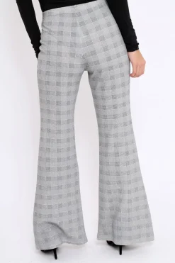 Rebellious Fashion Hound-Tooth High Waist Flare Trousers -Tisha