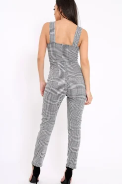 Rebellious Fashion Hound-Tooth Hook & Eye Jumpsuit - Arrie