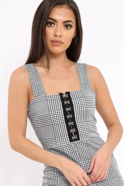 Rebellious Fashion Hound-Tooth Hook & Eye Jumpsuit - Arrie