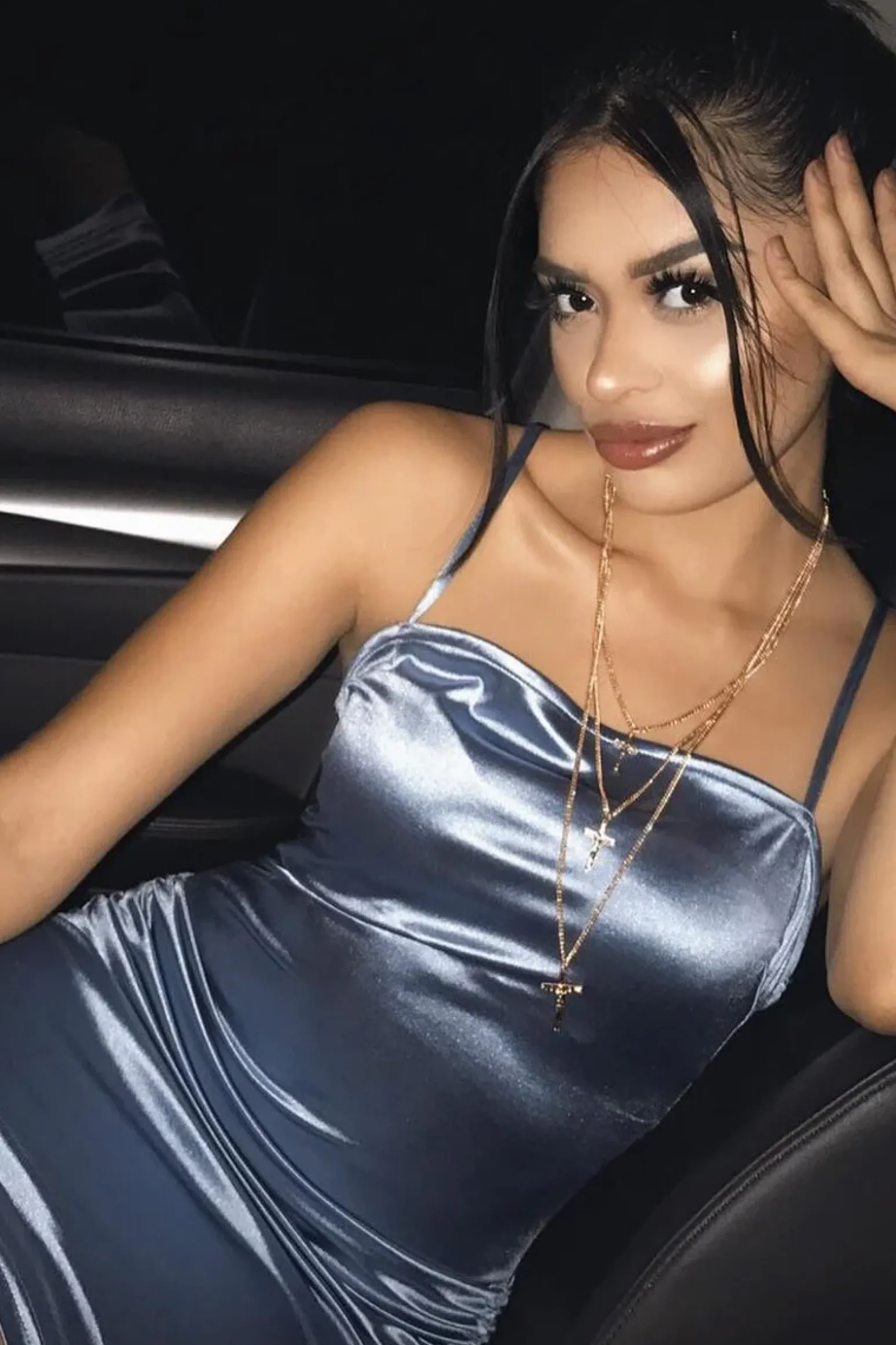 Rebellious Fashion Ice Blue Satin Ruched Bodycon Dress - Aara