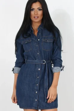 Rebellious Fashion Indigo Denim Day Dress-Ami