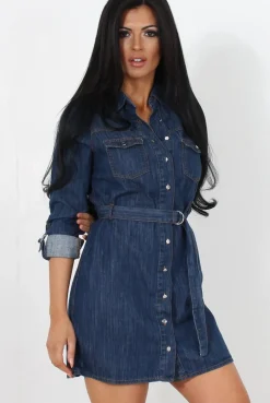 Rebellious Fashion Indigo Denim Day Dress-Ami
