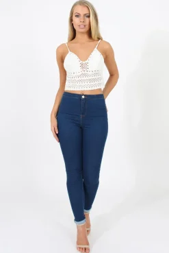 Rebellious Fashion Indigo High Waisted Jeans - Klaudia