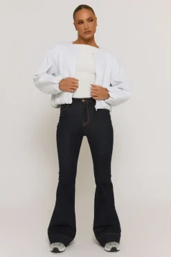 Rebellious Fashion Indigo Stretch Flared Leg Jeans - Briani